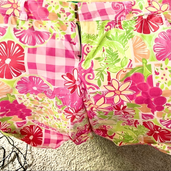 LILLY PULITZER “Juice Stand” Cotton Palm Beach Fit Cuffed Bermuda Shorts Size 8 - Picture 10 of 11